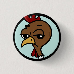 LUSTIGES CARTOON-HUHN-GRAFISCHER RUNDER KNOPF BUTTON