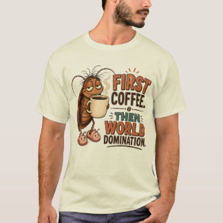 Lustiges Cartoon-Kakerlake-Kaffeeliebhaber Herren T-Shirt