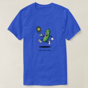 Lustiges Cartoon-Pickleball-Pickle-Charakter Retro T-Shirt