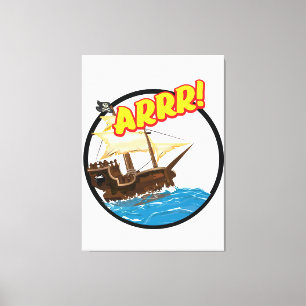 Lustiges Cartoon-Piraten schiff Leinwanddruck