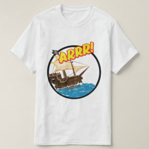 Lustiges Cartoon-Piraten schiff T-Shirt