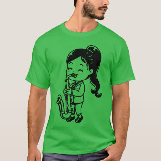 Lustiges Cartoon-Saxophon-Mädchen T-Shirt