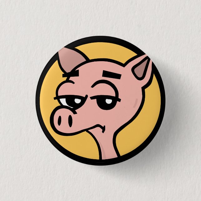 LUSTIGES CARTOON-SCHWEIN-RUNDER KNOPF BUTTON (Vorderseite)