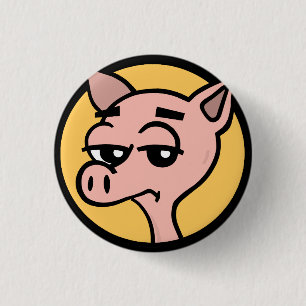 LUSTIGES CARTOON-SCHWEIN-RUNDER KNOPF BUTTON