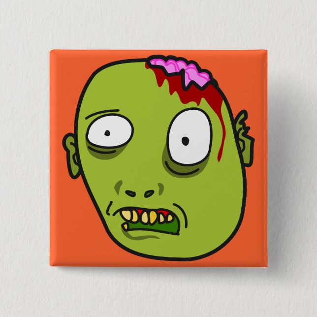 Lustiges Cartoon-Zombie-Gesicht Button (Vorderseite)