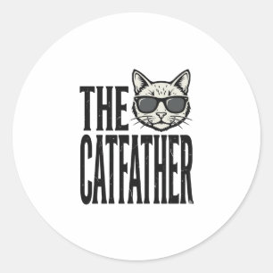 Lustiges Catfather Vintage-Katz Zitat Grafik-Shirt Runder Aufkleber