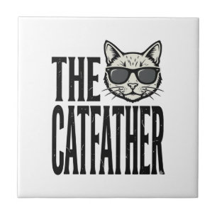 Lustiges Catfather-Vintage-Katzen-Zitat Grafik-Shi Fliese
