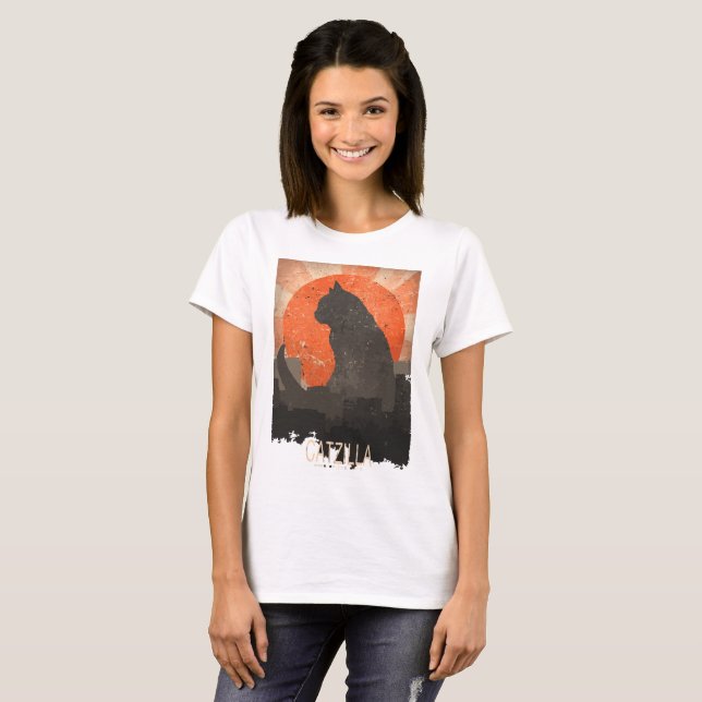 Lustiges Catzilla T-Shirt und Hoddie (Vorne ganz)