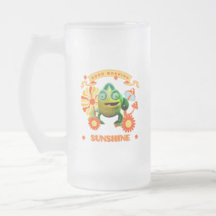 Lustiges Chamäleon Guten Morgen Sonnenschein Retro Mattglas Bierglas