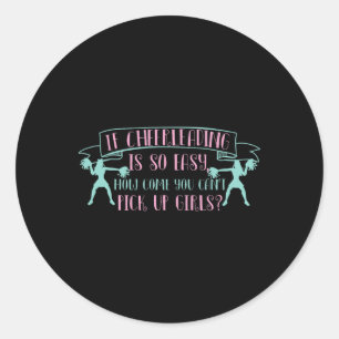 Lustiges Cheerleading-Design für Männer und Univer Runder Aufkleber