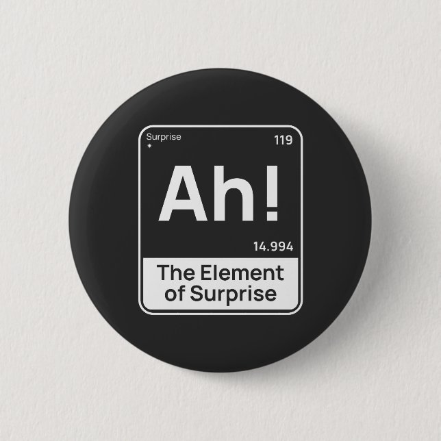 Lustiges Chemiedesign – Überraschungselement „Ah“  Button (Vorderseite)
