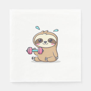 Lustiges Chibi-Faultier-Workout Süße Kawaii-Gym-C Serviette
