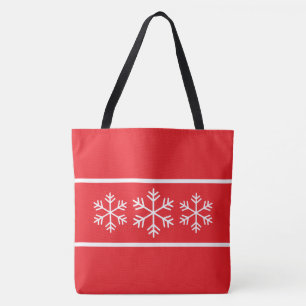 Lustiges Chic Nordic Weiß Schneemuster auf strahle Tasche