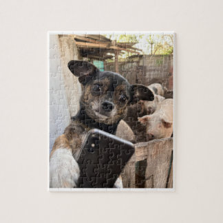 Lustiges Chihuahua-Bauernhof-Hund-Jigsaw-Puzzle