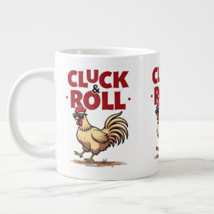 Lustiges "Cluck & Roll" Cooles Cartoon-Design eine Jumbo-Tasse