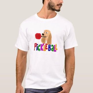 Lustiges Cocker spaniel mit Pickleball Paddel T-Shirt