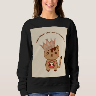 Lustiges Coffee-Liebhaber-Katzen-Sweatshirt Sweatshirt