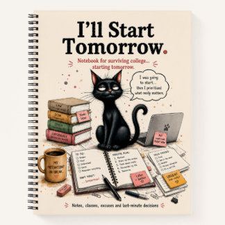 Lustiges College-Notizbuch für schwarze Katzen zur Notizbuch