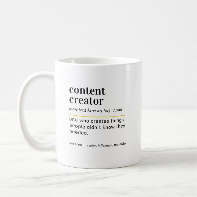 Lustiges Content-Creator-Definitions-Geschenk Kaffeetasse (Links)