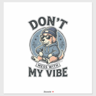 Lustiges Cooles Hund-Vibes-Vintage-Vector-T-Shirt- Aufkleber
