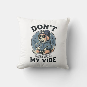Lustiges Cooles Hund-Vibes Vintage-Vector-T-Shirt- Kissen