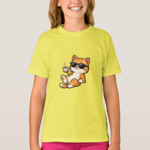Lustiges Cooles Katze-mit-Sonnenbrille-T-Shirt T-Shirt