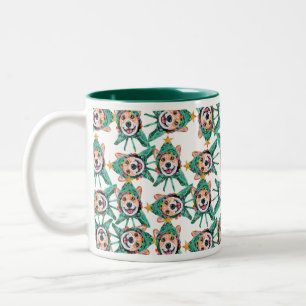 Lustiges Corgi-Weihnachtsmuster Zweifarbige Tasse