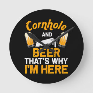 Lustiges Cornhole-Geschenk für Männer Cornhole-Spi Runde Wanduhr