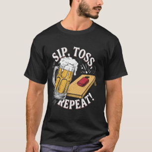Lustiges Cornhole Trink Toss Wiederholung T-Shirt