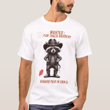 Lustiges Cowboy-Waschbär-T-Shirt – Gesucht wegen S