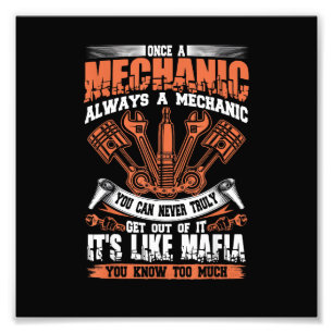 Lustiges Craftsman-T-Shirt Einmal Mechaniker, imme Fotodruck