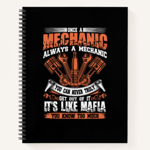 Lustiges Craftsman-T-Shirt Einmal Mechaniker, imme Notizbuch
