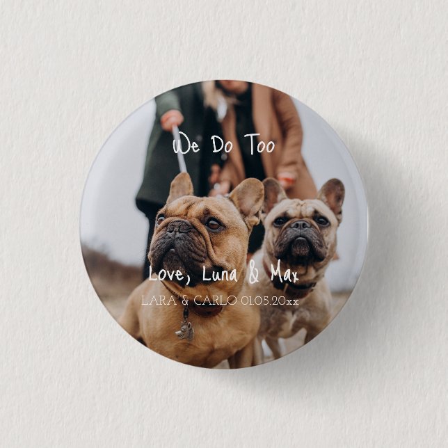 lustiges Custom Dog Foto Wir tun zu Eukalyptus Button (Vorderseite)