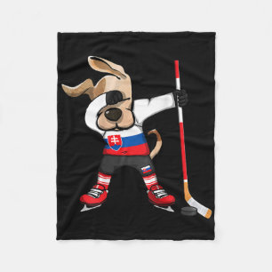 Lustiges Dabbing-Hund Slowakei Eishockeyfans Jerse Fleecedecke