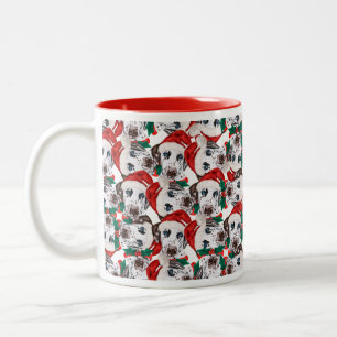 Lustiges Dalmatiner-Weihnachtsmuster Zweifarbige Tasse