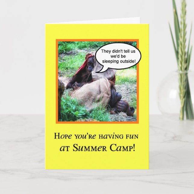 Lustiges Denken an Sie, Sommer-Lager, Orang-Utans Karte (Vorderseite)
