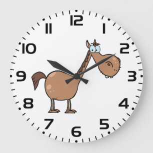 Lustiges Derpy-Pferd Alberner Brauner Hengst Große Wanduhr