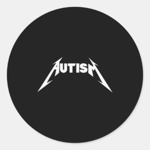 Lustiges Design Autismus Skelett Meme Metal Rock f Runder Aufkleber