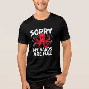 Lustiges Design – cooler Krake hält Telefone Tri-Blend Shirt