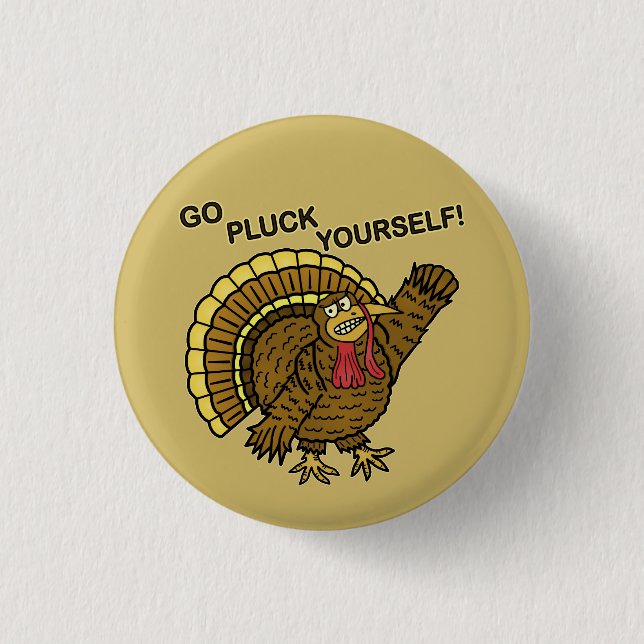 Lustiges die Erntedank-Türkei-Wortspiel Button (Vorderseite)