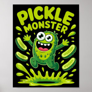 Lustiges Dillgurken-Monster-Cartoon-Design Poster