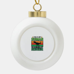 Lustiges Dinosaurier-Mensch-Kostüm Halloween Keramik Kugel-Ornament