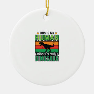 Lustiges Dinosaurier Mensch Kostüm Halloween Keramik Ornament