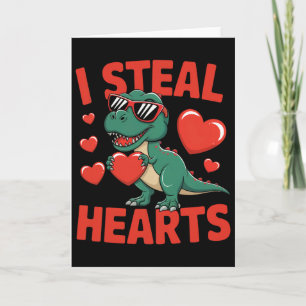 Lustiges Dinosaurier-Valentins-Design mit Herzen  Karte