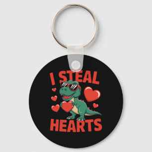 Lustiges Dinosaurier Valentins-Design mit Herzen  Schlüsselanhänger