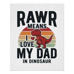 Lustiges Dinosaurier-Vater RAWR Vintage-Shirt-Desi Poster