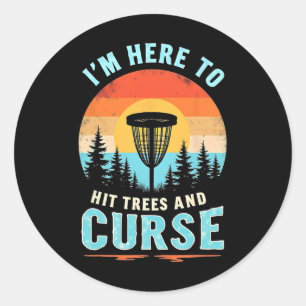 Lustiges Disc Golf - Retro-Baumschlag-Humor  Runder Aufkleber