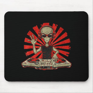 Lustiges Dj Grafik T-Shirt Musikliebhaber Alien Dj Mousepad