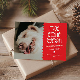Lustiges "Dog Gone Year"-Haustierfoto Feiertagskarte