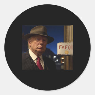 Lustiges Donald Trump Fafo schwarzes Baumwoll-Clic Runder Aufkleber